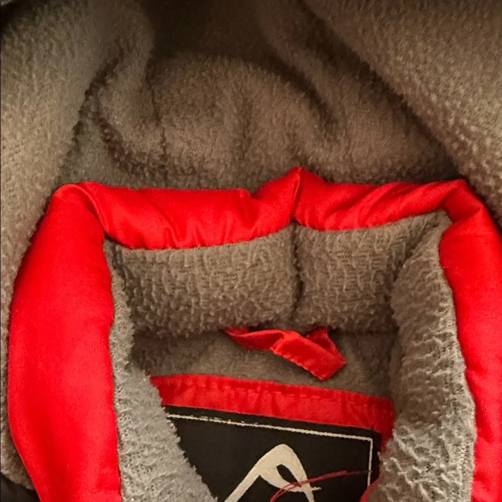 Vertical ‘9 Toddler Red and Black Hooded Fleeced Lined Puffer Jacket with Logo